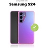 image:imageZAGG Milan Samsung Galaxy S24 Case  SemiTransparent RunwayInspired Design Graphene Reinforced 13ft Drop Protection EcoFriendly Wireless Charging Compatible IridescentGltter Pink