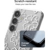 image:imageZAGG Milan Samsung Galaxy S25 Case  Stylish amp Slim Design 13ft Drop Protection Wireless Charging Compatible EcoFriendlyGlitter Swirl SilverFloral White