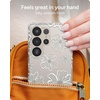 image:imageZAGG Milan Samsung Galaxy S25 Case  Stylish amp Slim Design 13ft Drop Protection Wireless Charging Compatible EcoFriendlyGlitter Swirl SilverFloral White