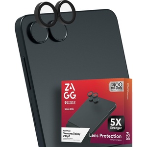 image:imageZAGG Glass Elite AntiReflective Samsung Galaxy Z Flip6 Camera Lens Protector  Tempered Glass Lens Protector with Polycarbonate Frame 5X Stronger Maximum Scratch Protection Smudge ResistantBlack