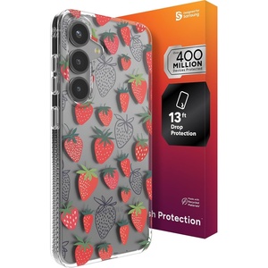 image:imageZAGG Milan Samsung Galaxy S25 Case  Stylish amp Slim Design 13ft Drop Protection Wireless Charging Compatible EcoFriendlyGlitter Swirl SilverStrawberries