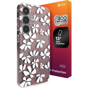 image:imageZAGG Milan Samsung Galaxy S25 Case  Stylish amp Slim Design 13ft Drop Protection Wireless Charging Compatible EcoFriendlyGlitter Swirl SilverSyringa Floral Purple