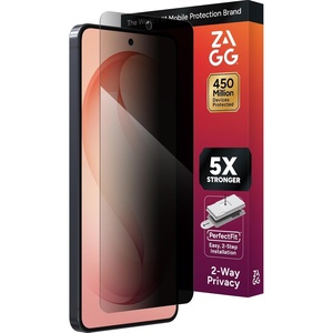 image:imageZAGG Glass Elite Privacy Samsung Galaxy S26 Ultra Screen Protector  Tempered Glass 5X Stronger Impact Protection 2Way Privacy Filter SmudgeFree ClearPrint Case Friendly Easy InstallSamsung Galaxy S26 Plus
