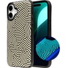 image:imageZAGG London Snap Case for iPhone 16 Plus  Embroidered Doodle Fabric Design MagSafe Compatible 13ft Drop Protection with Graphene Slim amp Lightweight Wireless Charging Compatible BlueGlow In The Dark Maze