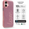 image:imageZAGG London Snap Case for iPhone 16 Plus  Embroidered Doodle Fabric Design MagSafe Compatible 13ft Drop Protection with Graphene Slim amp Lightweight Wireless Charging Compatible BluePink Love