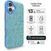 image:imageZAGG London Snap Case for iPhone 16 Plus  Embroidered Doodle Fabric Design MagSafe Compatible 13ft Drop Protection with Graphene Slim amp Lightweight Wireless Charging Compatible BlueBlue Doodle