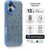 image:imageZAGG London Snap Case for iPhone 16 Plus  Embroidered Doodle Fabric Design MagSafe Compatible 13ft Drop Protection with Graphene Slim amp Lightweight Wireless Charging Compatible BlueBlue Doodle