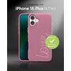 image:imageZAGG London Snap Case for iPhone 16 Plus  Embroidered Doodle Fabric Design MagSafe Compatible 13ft Drop Protection with Graphene Slim amp Lightweight Wireless Charging Compatible BluePink Love