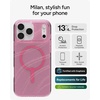 image:imageZAGG Milan Case for iPhone 17e 16e 1514 13  Stylish amp Slim Design 13ft Drop Protection Wireless Charging Compatible EcoFriendlyGlitter Swirl SilverPink Glimmering Wave
