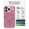image:imageZAGG Milan Case for iPhone 17e 16e 1514 13  Stylish amp Slim Design 13ft Drop Protection Wireless Charging Compatible EcoFriendlyGlitter Swirl SilverPink Glimmering Wave