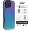 image:imageZAGG Milan Snap iPhone 151413 Case  Drop Protection 13ft4m Durable Graphene ScratchResistant Wireless Charging MagSafe Case IridescentRaven Feather Green