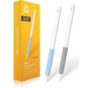 image:imageZAGG 2Pack Silicone Grips for Apple Pencil 1st Gen 2nd Gen USBC amp ZAGG Pro Stylus2 amp 1  Ergonomic Comfort AntiRoll Round with three flat surfaces Design for Writing amp Drawing Black WhiteBlue  Grey