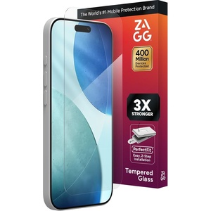 image:imageZAGG Glass Screen Protector for iPhone 15 Plus  3X Stronger with Reinforced Edges Scratch amp SmudgeResistant Surface InvisibleShield Easy to InstalliPhone 17