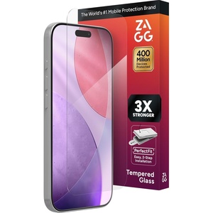 image:imageZAGG Glass Screen Protector for iPhone 15 Plus  3X Stronger with Reinforced Edges Scratch amp SmudgeResistant Surface InvisibleShield Easy to InstalliPhone 17 Pro