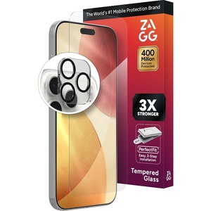 image:imageZAGG Glass Screen amp Camera Lens Protection for iPhone 17 Pro  Impact amp Shatter Protection Full Coverage Scratch amp SmudgeResistant Tempered Glass AntiReflective Camera Lens ProtectoriPhone 17 Pro Max