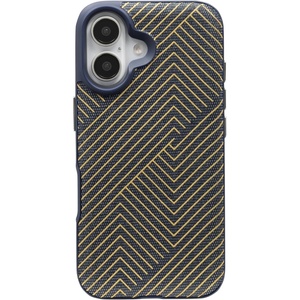 image:imageZAGG London Snap Case for iPhone 16 Plus  Embroidered Doodle Fabric Design MagSafe Compatible 13ft Drop Protection with Graphene Slim amp Lightweight Wireless Charging Compatible BlueNavy Blue