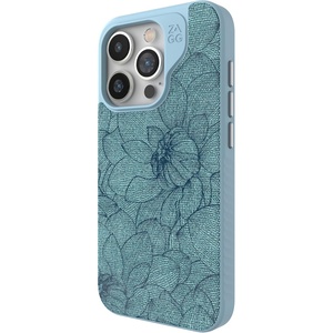 image:imageZAGG London Snap iPhone 151413 Case  Protective Cell Phone Case Drop Protection 13ft4m Durable Graphene MagSafe Phone Case Slim and Lightweight Black GeoFloral Teal Blue
