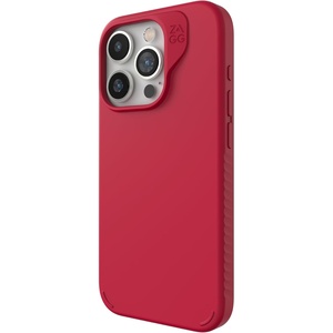 image:imageZAGG Manhattan Snap iPhone 151413 Case  Premium Silicone iPhone Case Durable Graphene Material Smooth Surface with a Comfortable Ripple Grip MagSafe Phone Case Plum PurpleRed