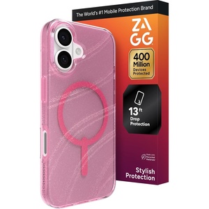 image:imageZAGG Milan Case for iPhone 17e 16e 1514 13  Stylish amp Slim Design 13ft Drop Protection Wireless Charging Compatible EcoFriendlyGlitter Swirl SilverPink Glimmering Wave