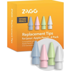 image:imageZAGG Replacement Tips for Apple Pencil 1st Gen 2nd Gen amp USBC  Pack of 4 Smooth Writing Perfect Friction BlackPastel