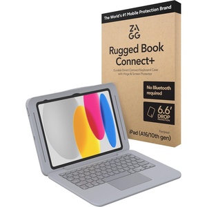 image:imageZAGG Rugged Book Connect iPad 11 A16  109 Gen 10 Case  Keyboard Case with Screen Protector 66ft Drop Protection Medical Grade USBC Direct Connect WaterResistant Asset Tag WindowRugged Book Connect
