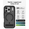 image:imageZAGG Rainier Case with Kickstand for iPhone 17 Pro Max  Gray Sandstone Graphene 22ft 7m Drop Protection Lanyard Attach Points MagSafe Wireless Charging Compatible 2Piece Design Phone CaseSmoke Black
