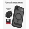 image:imageZAGG Rainier Case with Kickstand for iPhone 17 Pro Max  Green Sea Kelp Graphene 22ft 7m Drop Protection Lanyard Attach Points MagSafe Wireless Charging Compatible 2Piece Design Phone CaseSmoke Black