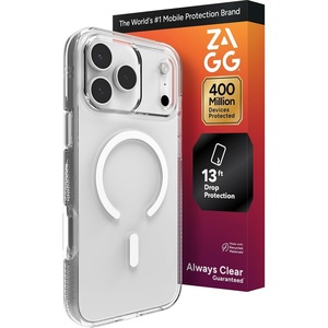 image:imageZAGG Crystal Palace Case with Kickstand for iPhone 17 Pro Max  Clear Drop Protection 13ft4m MagSafe Charging Compatible ClearGuard AntiYellowing Technology Scratch Resistant Phone CaseWithout Kickstand