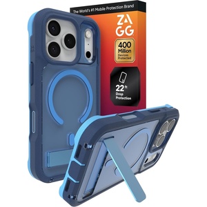 image:imageZAGG Rainier Case with Kickstand for iPhone 17 Pro Max  Gray Sandstone Graphene 22ft 7m Drop Protection Lanyard Attach Points MagSafe Wireless Charging Compatible 2Piece Design Phone CaseBlue Cobalt Horizon