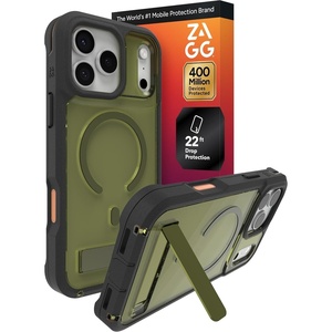 image:imageZAGG Rainier Case with Kickstand for iPhone 17 Pro Max  Gray Sandstone Graphene 22ft 7m Drop Protection Lanyard Attach Points MagSafe Wireless Charging Compatible 2Piece Design Phone CaseGreen Sea Kelp