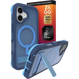 image:imageZAGG Rainier Case with Kickstand for iPhone 17 Pro Max  Green Sea Kelp Graphene 22ft 7m Drop Protection Lanyard Attach Points MagSafe Wireless Charging Compatible 2Piece Design Phone CaseBlue Cobalt Horizon