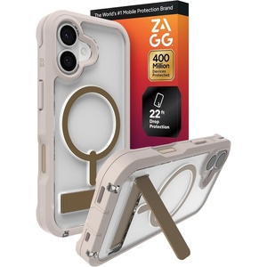 image:imageZAGG Rainier Case with Kickstand for iPhone 17 Pro Max  Green Sea Kelp Graphene 22ft 7m Drop Protection Lanyard Attach Points MagSafe Wireless Charging Compatible 2Piece Design Phone CaseGray Sandstone