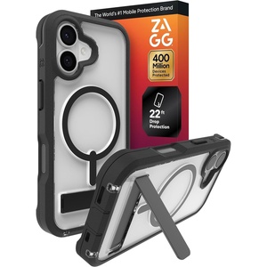image:imageZAGG Rainier Case with Kickstand for iPhone 17 Pro Max  Green Sea Kelp Graphene 22ft 7m Drop Protection Lanyard Attach Points MagSafe Wireless Charging Compatible 2Piece Design Phone CaseBlack