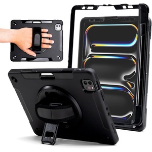 image:imageZAGG Rugged Tablet Case for iPad Air 13 M5 M4 M3 M2  Protective 360 Rotating Hand Strap Integrated Kickstand DropProof Ideal for Business Warehouse and Field Use BlackiPad Pro 13 M4