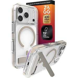 image:imageZAGG Santa Cruz Snap Case with Kickstand for iPhone 17 Pro Max  Titanium Drop Protection 13ft4m MagSafe Charging Compatible ClearGuard AntiYellowing Technology Scratch Resistant Phone CaseTitanium