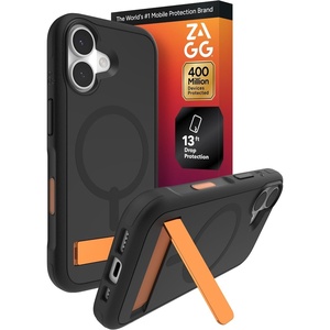 image:imageZAGG Sedona Snap Case with Kickstand for iPhone 17 Pro  Pitch Black Drop Protection 13ft4m MultiLayer Protection with Camera Button MagSafe Phone Case with ImpactAbsorbing BumpersFlood Black