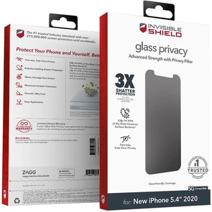 image:imageZAGG InvisibleShield Glass Privacy Screen Protector for iPhone 12 Mini  3X Impact and Scratch Protection Strongest Tempered Glass SmudgeFree Smooth Silky Feel Twoway Side View