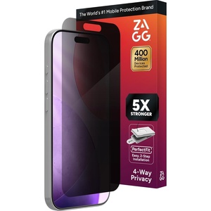 image:imageZAGG Privacy XTR Screen Protector for iPhone 17 Pro Max  4Way Privacy FullScreen Filter 5X Stronger FingerprintResistant Tempered Glass Smooth Feel Easy TwoStep InstallationiPhone 17 Pro