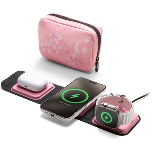 image:imageMophie 3in1 Travel Charger with MagSafe  Portable Wireless Charging Hub Compatible wiPhone 171615141312 Series Apple Watch Series 11 to 1 amp Ultra AirPods Pro3rd Gen Cherry Blossom PinkCherry Blossom Pink