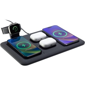 image:imageMophie 4in1 Wireless Charging Mat for Apple iPhone AirPods amp Watch Samsung Galaxy Google Pixel and All QiEnabled Devices Additional USBA Port Intuitive Design Includes Apple Watch Stand