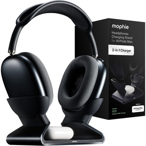 image:imageMophie Max Dual Charging Stand for AirPods Max Headphones  Auto Sleep Mode Premium AntiScratch Design Magnetic USBC for Effortless Alignment Charges AirPods amp Qi Devices