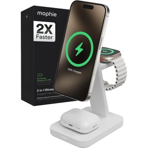 image:imageMophie Snap 3in1 Wireless Charging Stand  MagSafe amp Qi2 Certified Compatible wiPhone 171615141312 Apple Watch AirPods  MultiDevice Magnetic Charging Station EcoFriendly Design White