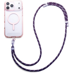 image:imageZAGG Crossbody Lanyard for Phone Cases with Lanyard Attach Points  Adjustable Durable Nylon Strap with TearProof Tab  Comfortable HandsFree Carry Black Cherry RedPlum Purple