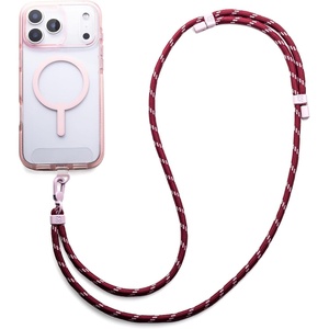 image:imageZAGG Crossbody Lanyard for Phone Cases with Lanyard Attach Points  Adjustable Durable Nylon Strap with TearProof Tab  Comfortable HandsFree Carry Black Cherry RedBlack Cherry Red