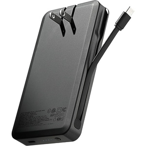image:imagemophie Powerstation Plus AC 10K Portable Charger Standard Series  10000mAh Power Bank for iPhone 17  16 Integrated USBC Cable Folding Wall Prongs 20W Fast Charging Airline Friendly