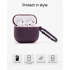 image:imageZAGG Case with Carabiner for AirPods 4  Wireless Charging Compatible Protective Cover  360 Drop Dust amp Scratch Protection Durable Silicone Design Boho BlossomPlum Purple