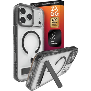 image:imageZAGG Santa Cruz Snap Case with Kickstand for iPhone 17 Pro  Jet Black Drop Protection 13ft4m MagSafe Charging Compatible ClearGuard AntiYellowing Technology Scratch Resistant Phone CaseBlack