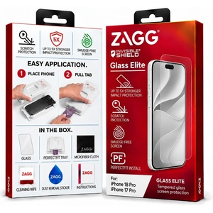 image:imageZAGG InvisibleShield Glass Elite iPhone 18 Pro  17 Pro Screen Protector  5X Stronger Impact and Shatter Protection Maximum Scratch Resistance AntiFingerprint Technology Easy to Install