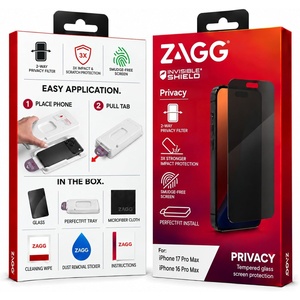 image:imageZAGG InvisibleShield Glass Privacy iPhone 17 Pro Max  16 Pro Max Screen Protector  2Way Privacy Filter 3X Stronger Impact Protection Scratch Resistant ClearPrint Smudge Resistance Easy Installation